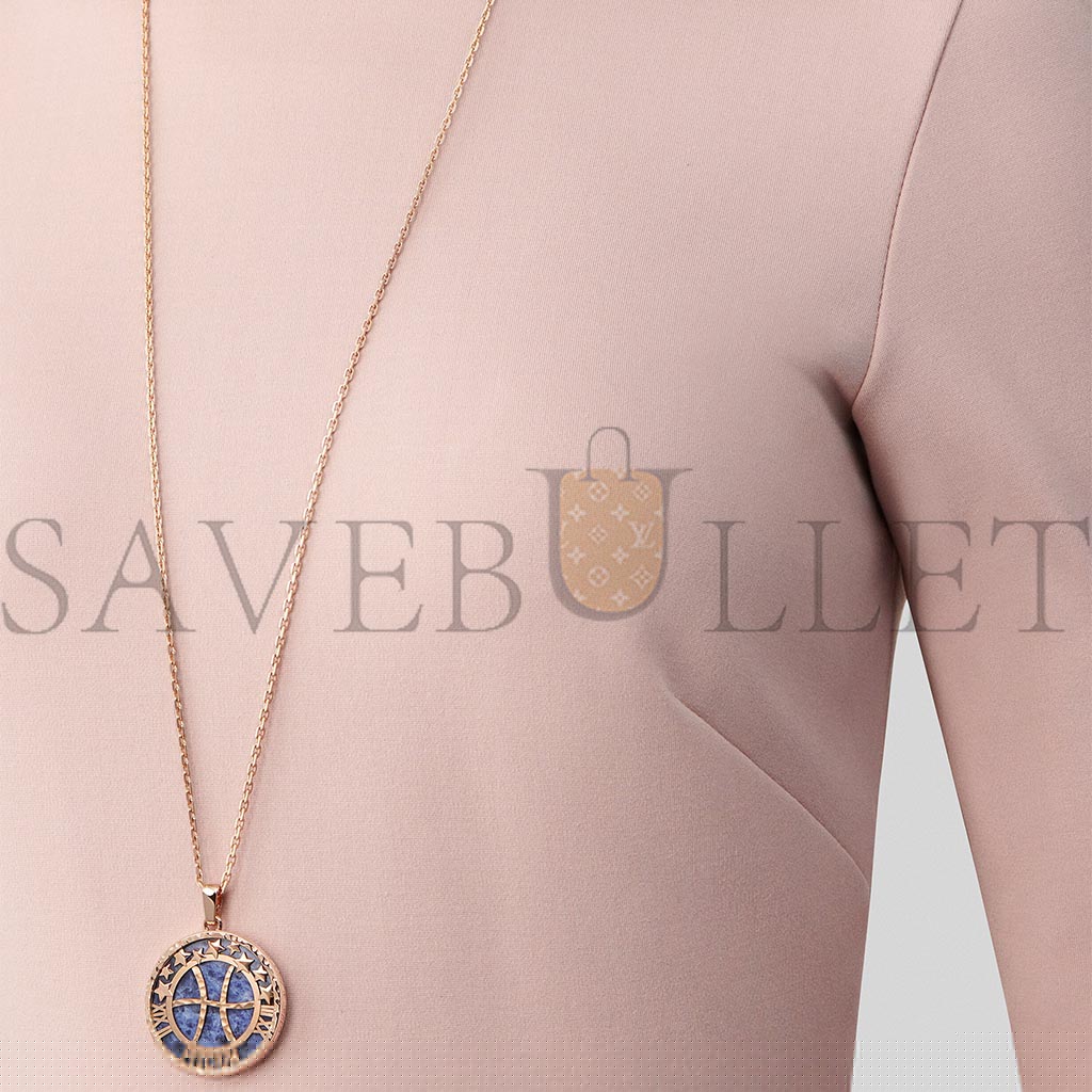 V*N CL*F arpels zodiaque long necklace piscium (pisces) - rose gold, sodalite  vcarp9rg00